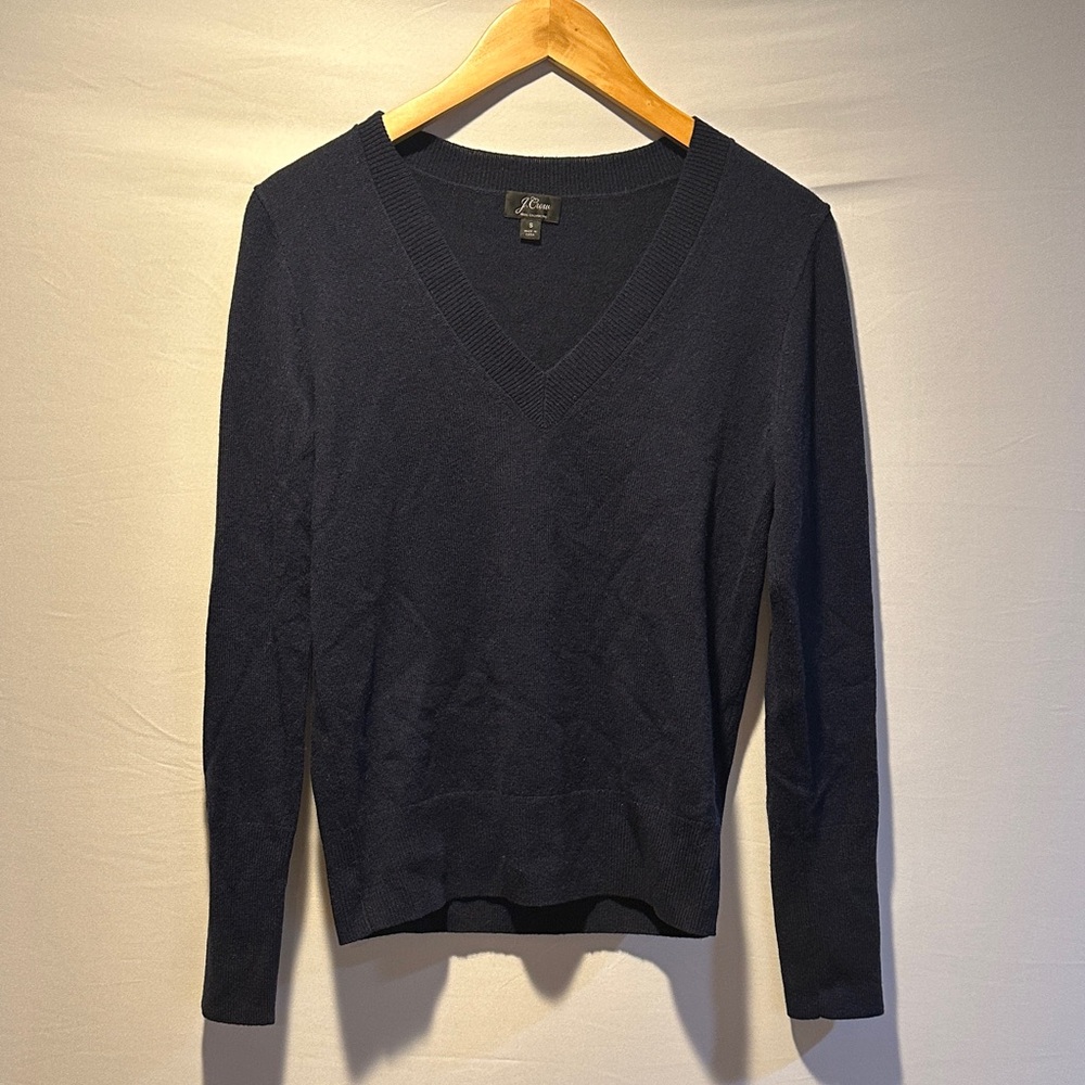 Cashmere Navy V-Neck Sweater